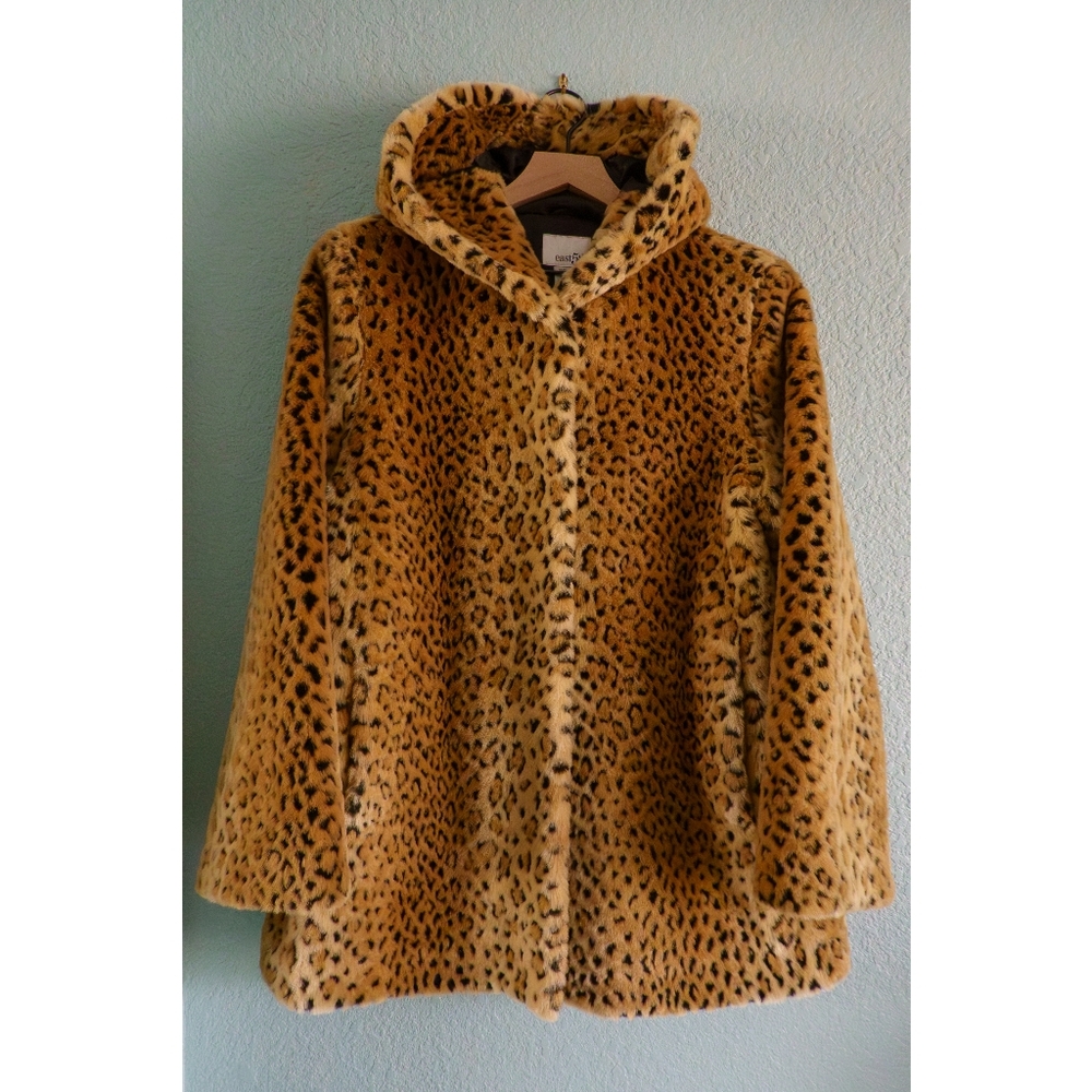 East 5th | Leopard Print Faux Fur Hooded Coat